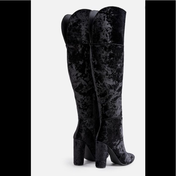 Last Pair! NWT JustFab OTK Black Velvet Heeled Boots - Picture 15 of 17